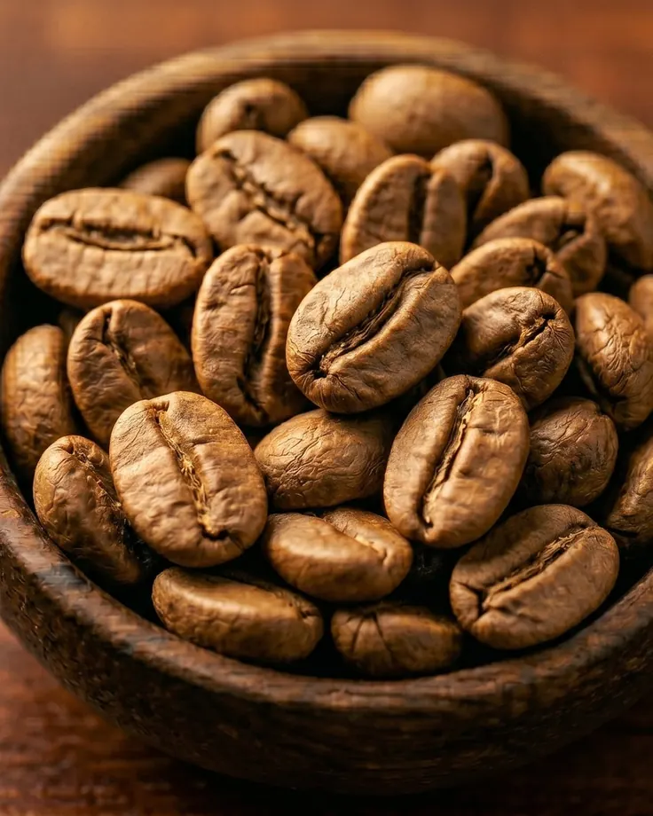 اسکوپ چوبی دانه قهوه برشته؛ مقدار کم کافئین در فنجان دیکاف