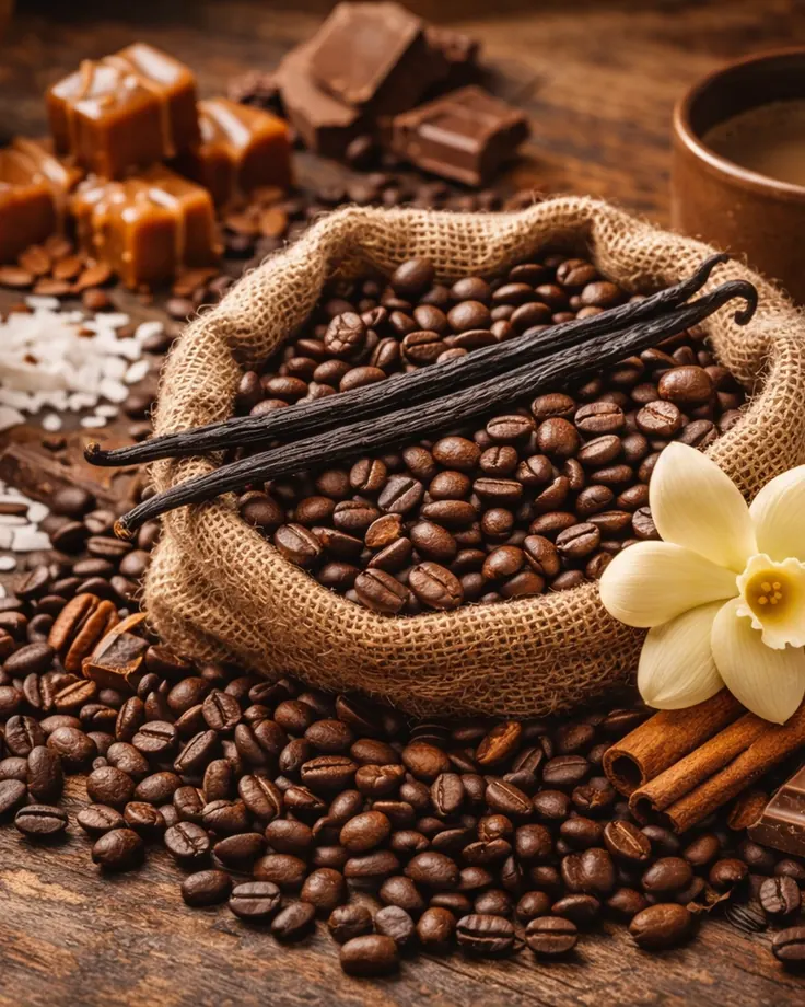 عطر و طعم‌های طبیعی قهوه در کنار دانه تازه